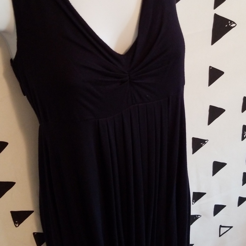 J. Crew navy midi dress, gathered front.